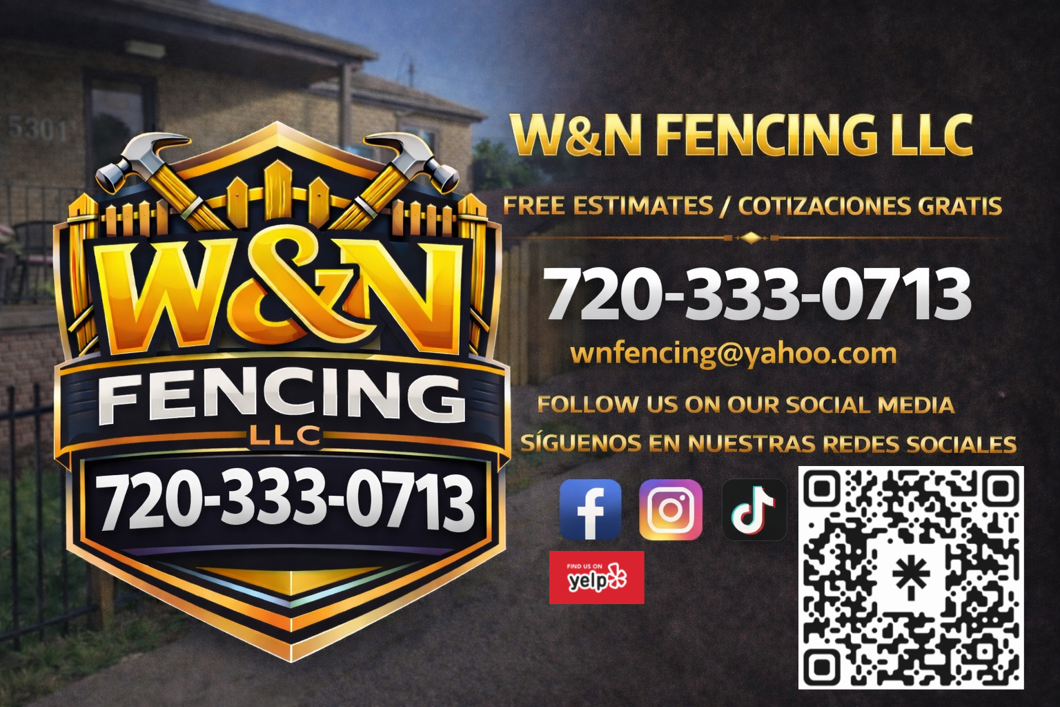 W&N Fencing LLC logo, 720-333-0713